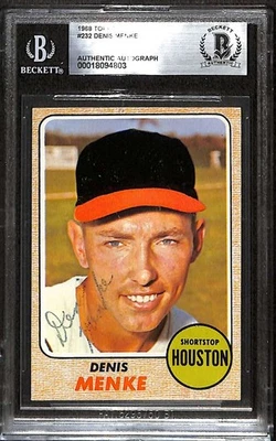 1968 Topps 232 Denis Menke  BGS Auto Autographed BAS Authentic C100543 - Image 1 of 3