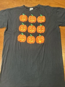 Camiseta calabaza vintage de Halloween talla única negra puntada única  - Imagen 1 de 14
