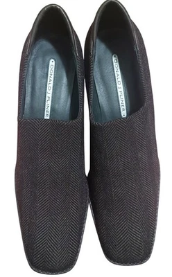 Mocasines Donald J Pliner para mujer 8,5 M marrón espiga 3 pulgadas de tacón ~ marrón oscuro Foto 1 de 4