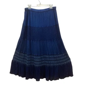 Studio West Apparel Maxi Skirt XL Tiered Ruffled Indigo Blue Embroidered Boho - Picture 1 of 8