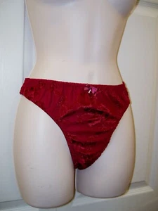 Women's Size S/M Burgundy Thong Panties Raised Damask Velvet Print - Picture 1 of 12