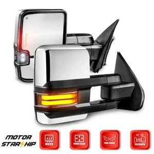 Pair LED Turn Signal Chrome Tow Mirrors for 2003-2007 Silverado Sierra Yukon - Picture 1 of 12