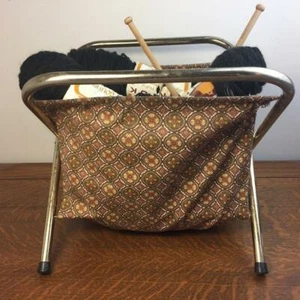 Bolso de mano de tela agujas de madera de tela con hilo plegable de colección - Imagen 1 de 11