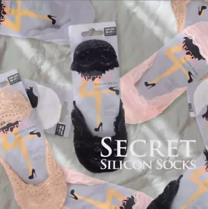 Women SILICON SOCKS 100% COTTON LOW CUT Invisible One size fit all 25 Assort - Picture 1 of 33