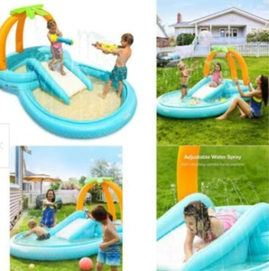 Sable Inflatable Play Center Wading Pool with Slide for Kids, Family Children Ga - Picture 1 of 4