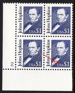 USA — SCOTT 2194d — JOHNS HOPKINS — CONSTANT PLATE VARIETY BLOCK OF 4 - Picture 1 of 3