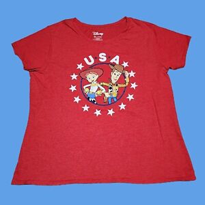 Disney Toy Story Jessie & Woody Red T-shirt Women’s Size XL USA Patriotic