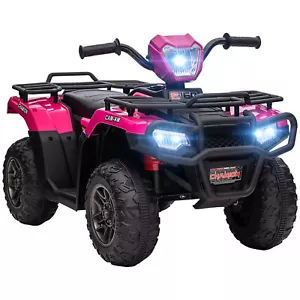 HOMCOM 12V Electric Quad Bike for Kids w/ LED Headlights, Music - Pink - Picture 1 of 11