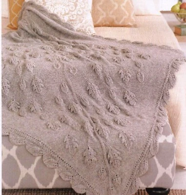 Knitting Pattern copy STUNNING OAK & ALDER LEAF BLANKET IN ARAN YARN 14 - Image 1 of 4