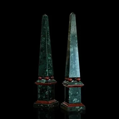 Obelisk Klassisch Marmor Grün E Rot Mit Kugeln Italian Marble Obelisk H.47CM • 585.42€