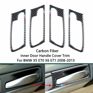 4Pcs M Carbon Fiber Inner Door Handle Cover Trim For BMW X5 E70 X6 E71 2008-2013 - Bild 1 von 4