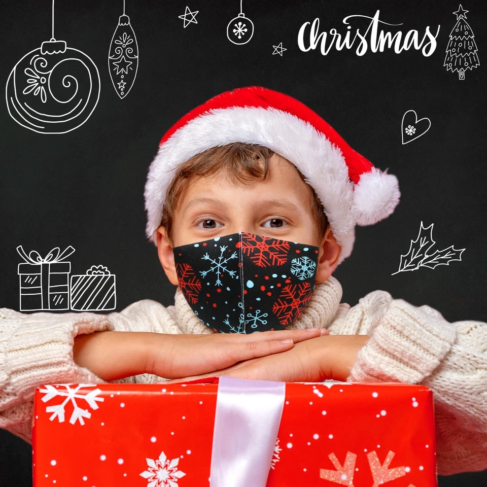 Unisex Kids Cute Winter Christmas Mask 3D Breathable Washable Reusable Face Mask - Image 1 of 1