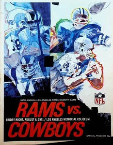 Los Angeles Rams gegen Dallas Cowboys Programm 6. August 1971 Charity-Spiel LA Times - Bild 1 von 5