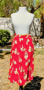 Jupe vintage fluide plein bouton taille élastique petite fleurie maxi sag port années 80 excellent état - Photo 1/5