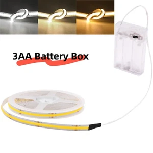 5V High Density COB LED Strip Lights Flexible Tape Rope Cabinet Battery Powered - Picture 1 of 20