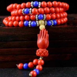 6mm 108 Zinnober Armband Buddhismus Segen Spiritualität Yoga Mala Handarbeit - Bild 1 von 1