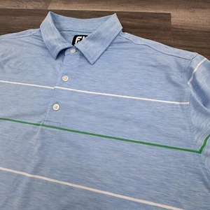 Men's FootJoy Golf Short Sleeve Polo Shirt Blue Stripe XL Performance Stretch - Picture 1 of 8