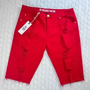 Argonaut Nation Men's Distressed Denim Shorts Red Size 36 NWT - Picture 1 of 8