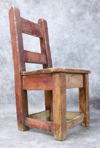 Vintage Folk Art Child Country School Chair Early New Mexican Taos Cover