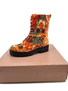 NEW Aware X Laura Ashley Shelton Quilted Combat Boot Womens 8 Red Velvet - Picture 1 of 10