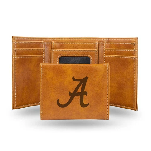 Alabama Crimson Tide Laser Engraved Leather Trifold Wallet [NEW] Billfold ID Cover