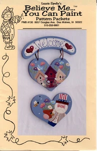 Hanging Heart Signs ©2002 Laurie Speltz's Believe Me...You Can Paint Pattern - Picture 1 of 7
