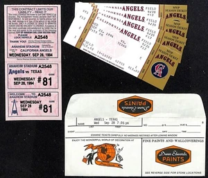 California Angels Tickets 4 Unused 9/28/94 Strike - Game Not Played - Picture 1 of 2