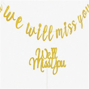 Golden Memories Farewell Celebration Kit - Glitter Retirement Sign, Cake Topper - Picture 1 of 7