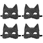  4pcs Cat Masquerade Mask Sparkly Rhinestone Party Cosplay Mask Mysterious Cat