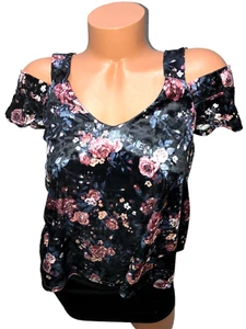 Self Esteem Blumen Bluse Stretch Samt Schulterfrei Damen S - Bild 1 von 4