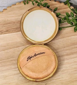 Vintage Elgin American Powder Compact Brass Mesh Signed Puff 1950s - Picture 1 of 7
