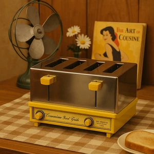 Tostadora vintage Sears Roebuck modelo 303.632200 retro amarillo cromo prueba de 4 rebanadas - Imagen 1 de 7