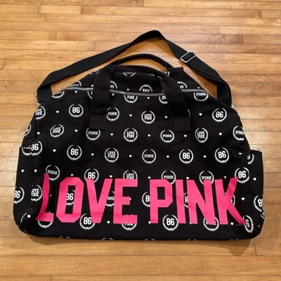 Victoria’s Secret LOVE PINK 86 Large canvas duffel bag weekender Travel Vintage - Image 1 of 4