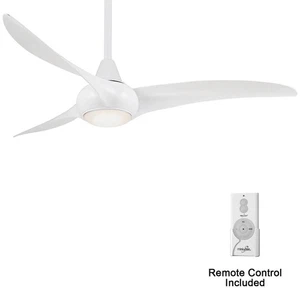 Light Wave - 52 Inch 3 Blade Ceiling Fan with Light Kit-White Finish-White Blade - Picture 1 of 13