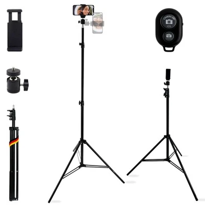 Handystativ groß mit Fernbedienung Bluetooth Auslöser 210cm Smartphone Stativ - Bild 1 von 4