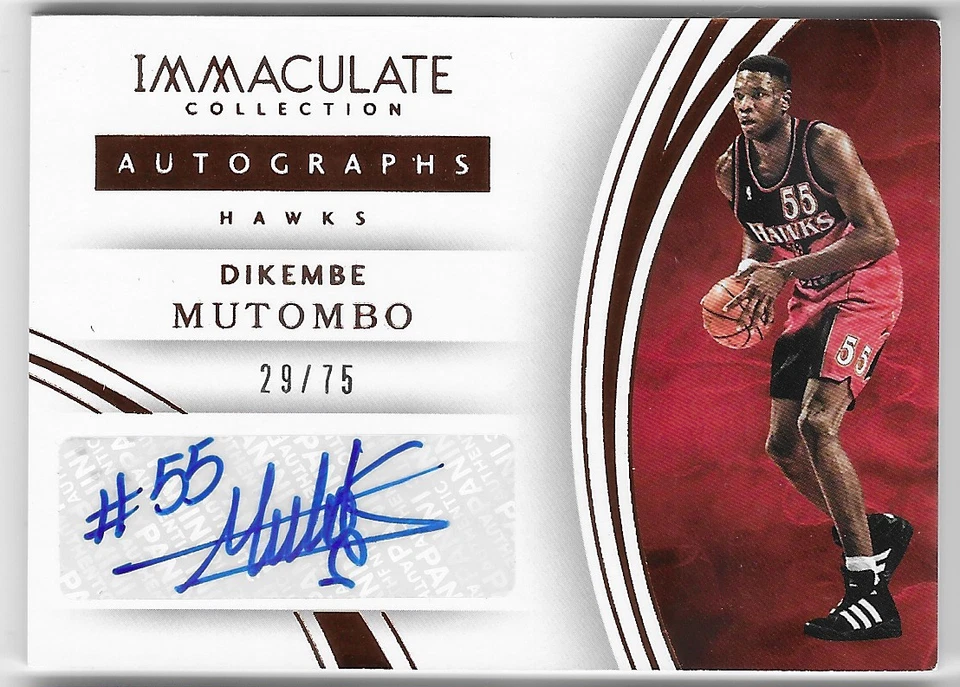 DIKEMBE MUTOMBO 2015 PANINI IMMACULATE AUTO AUTOGRAPH CARD #29/75! - Image 1 of 1