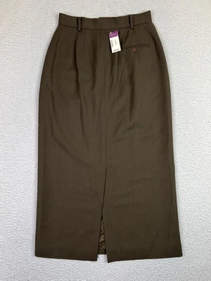 Falda Eddie Bauer Mujer 4 Pequeña Lana Oliva Oscura Forrada Carrera Midi Oficina 0295 Foto 1 de 4