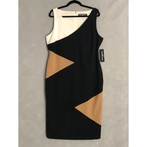 Karl Lagerfeld Paris Women's Size 16 Asymmetrical Color Block Shift Dress NEW - Picture 1 of 6