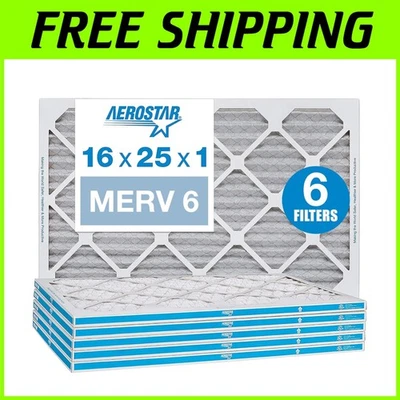 16x25x1 Pleated Air Filter 6-Pack - Optimal HVAC Efficiency and Allergy Relief - Image 1 of 4