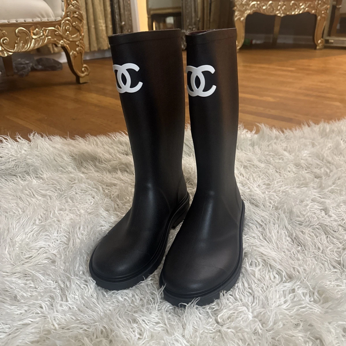 CHANEL Low 3/4 to 1 1/2 Inch Rain Boots for Women for sale | eBay