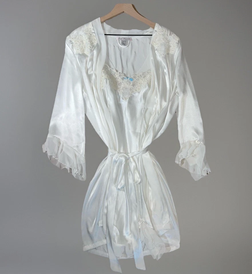 Donatella Camisón Satinado Años 90 Vintage Linea L Delicado Encaje Ribete Lencería Foto 1 de 4