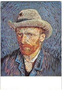 VINCENT VAN GOGH Selbstporträt Gemälde Kunst 4x6 Continental Vintage Postkarte - Bild 1 von 2
