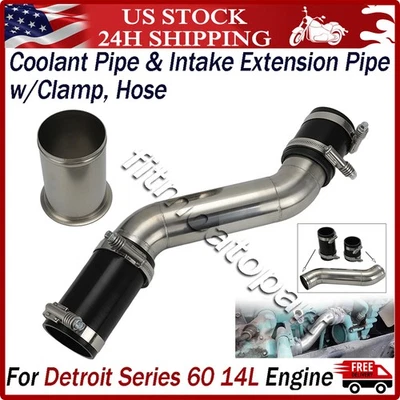 For Detroit Coolant Pipe + Intake Extension Pipe W/ Hose Clamp Kit Series 60 14L Foto 1 de 4