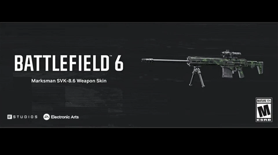 *NEW* BATTLEFIELD 6 MARKSMAN SVK-8.6 DMR WEAPON SKIN - PC/XBOX/PS5 ⚡ GLOBAL CODE - image 1 of 1