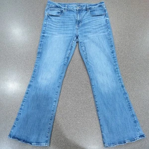 American Eagle Mid Rise Kick Boot Jeans Womens 18 Medium Wash Next Level Stretch - Picture 1 of 23