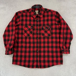 Vintage LL Bean Shirt Mens 2XL Tall Red Buffalo Plaid Flannel 90s Wool Blend - Picture 1 of 10