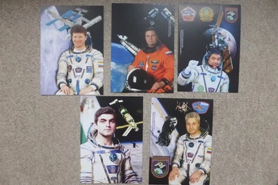 5 Raumfahrer-Autogrammkarten  A5, russ. Kosmonauten, (blanco) , neuwertig .  - Bild 1 von 4