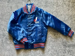 Vintage 80s Chalkline Montreal expos Nelsito 22 Satin Bomber Jacket Childs 5 - Picture 1 of 3