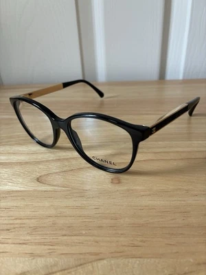 Marco de gafas Chanel 3279-Q c.622 negro/dorado 51-16-140 hecho en Italia Foto 1 de 4