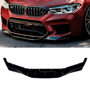 For BMW 5 Series F90 M5 2018-20 Gloss Black Front Bumper Lip Splitter Kit 3Pcs - Picture 1 of 14